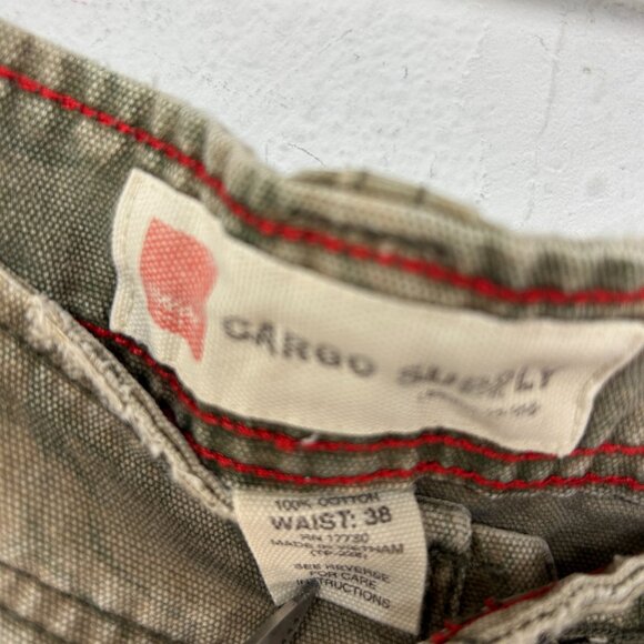 Mossimo Cargo Supply mens shorts 38 brown green camoflauge vtg distressed casual - Picture 4 of 14